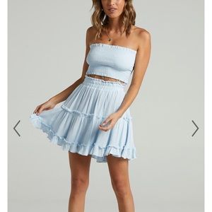 showpo skirt and tube top set